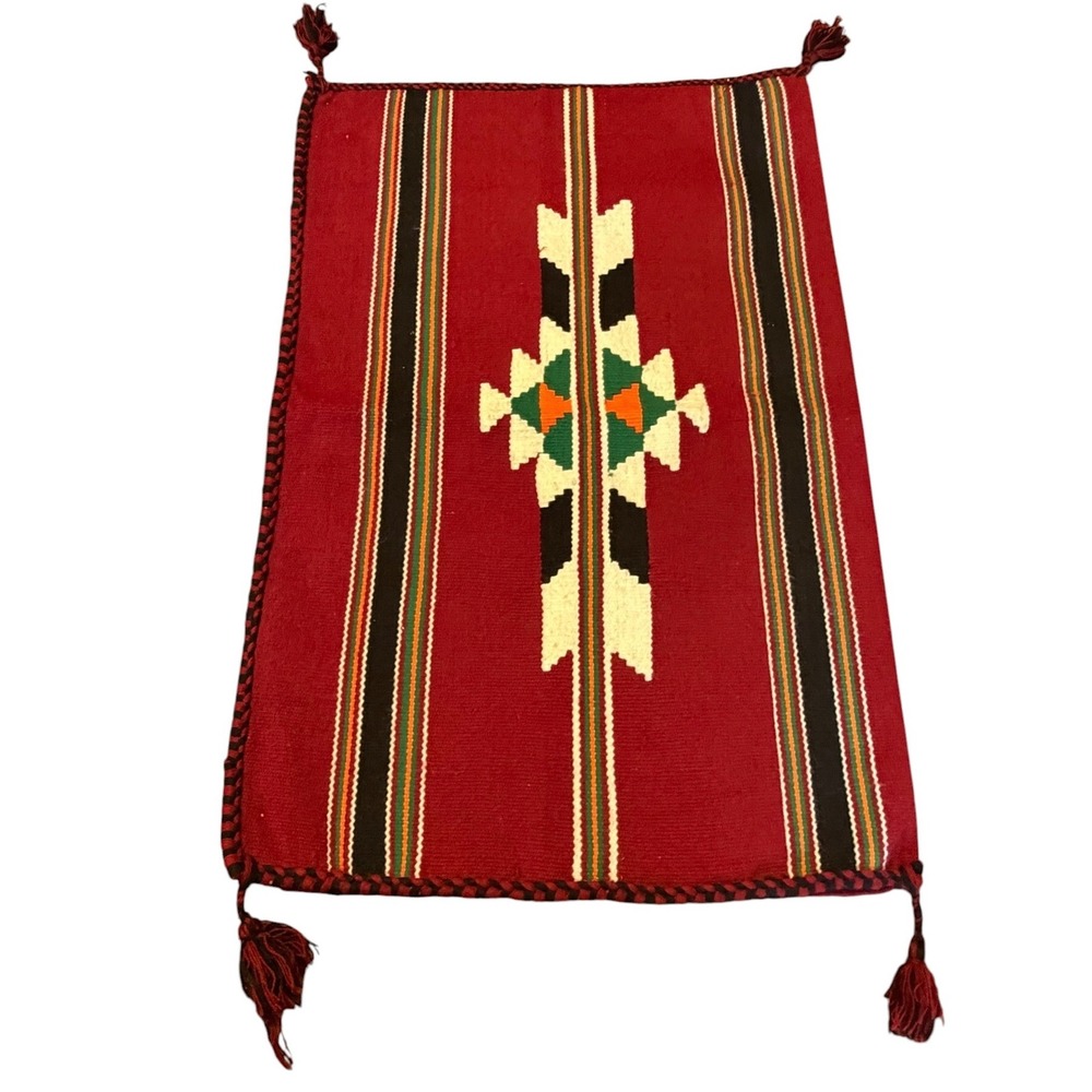 Southwestern Kilim Lumbar Pillow Cover Geometric Tribal Tassel 16x24 Tassels - Picture 2 of 9